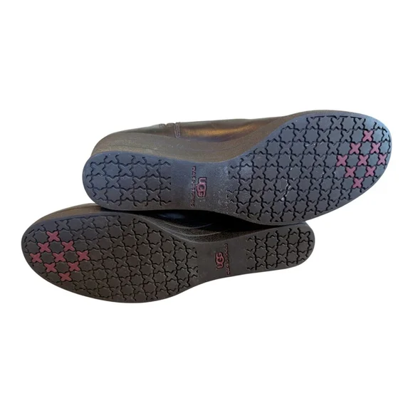 UGG Emalie Brown Leather Shearling Insole Wedge Boot 1005286 Women’s Size 42/11 - Picture 8 of 11